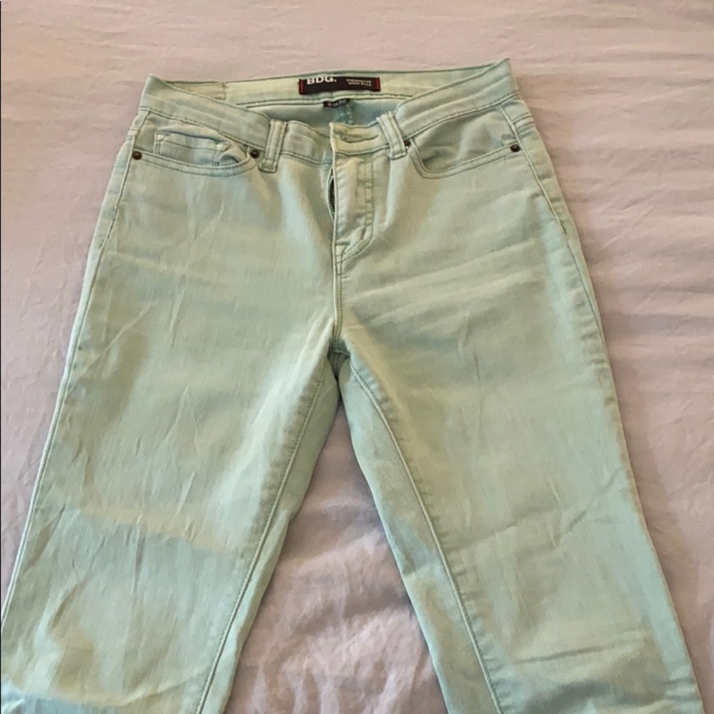 High rise mint green jeans